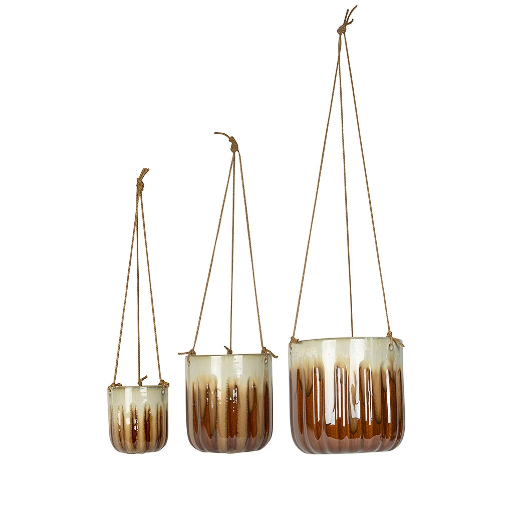 Alice Hanging Plant Pots - Set Of 3 - Caramel 1 Alice Hanging Plant Pots - Set Of 3 - Caramel