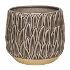 Arles Leaf Plant Pot - Mocha