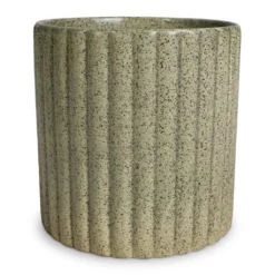 Azalea Ribbed Plant Pot - Speckled Green Stone