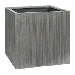 Block Planter - Ridged Dark Grey