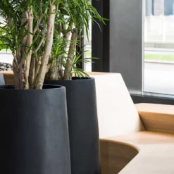 Nax Natural Tall Planter - Black 11 Nax Natural Tall Planter - Black -Outlet The Ever Sprout Store Nax Natural Planter Black Office Planters Close Up