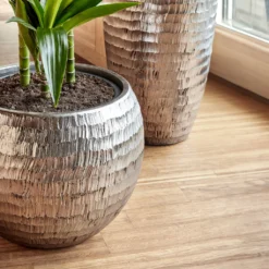 Opus Hammered Partner Planter - Silver -Outlet The Ever Sprout Store Opus Hammered Globe Silver Opus Hammered Partner Silver 2 d93f5714 3d41 4847 8389 04f5e4b37e2d