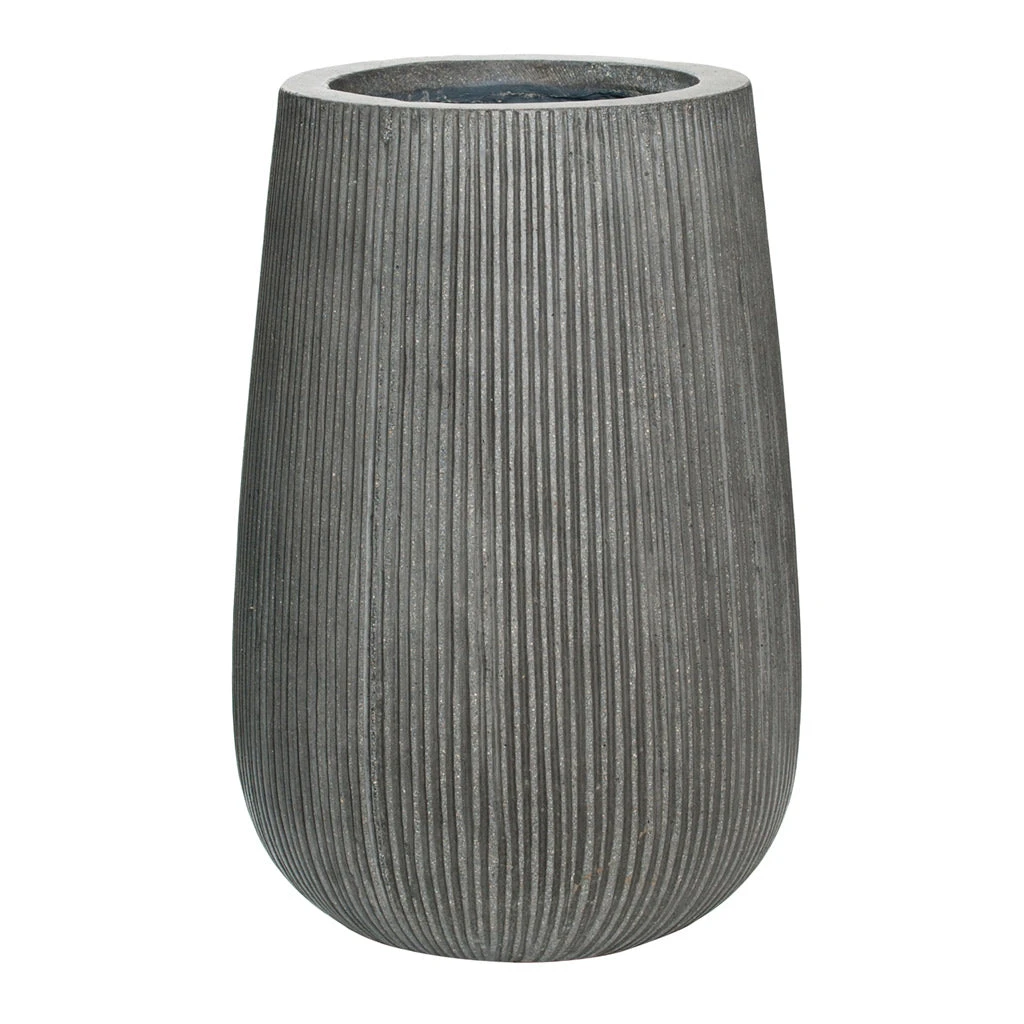 Patt High Plant Vase - Ridged Dark Grey 1 Patt High Plant Vase - Ridged Dark Grey