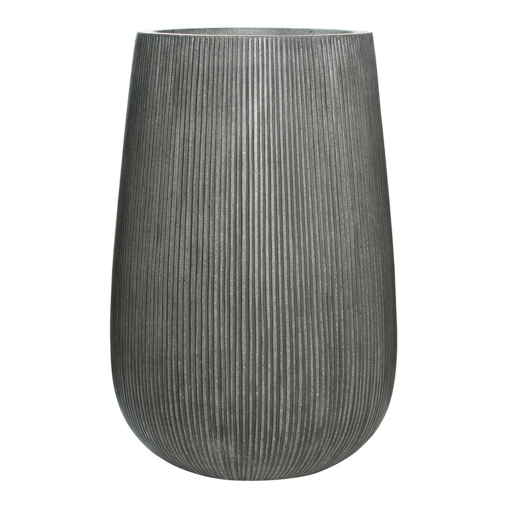 Patt High Plant Vase - Ridged Dark Grey 5 Patt High Plant Vase - Ridged Dark Grey - Image 5