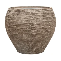 Polystone Coated Ribbed Balloon Planter - Rock