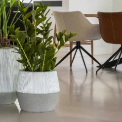 Harley Plant Pot - Ridged White Stripe -Outlet The Ever Sprout Store Ridged Harley Plant Pot White Stripe Lifestyle 2