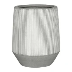 Tall Harith Plant Pot - Ridged White Stripe