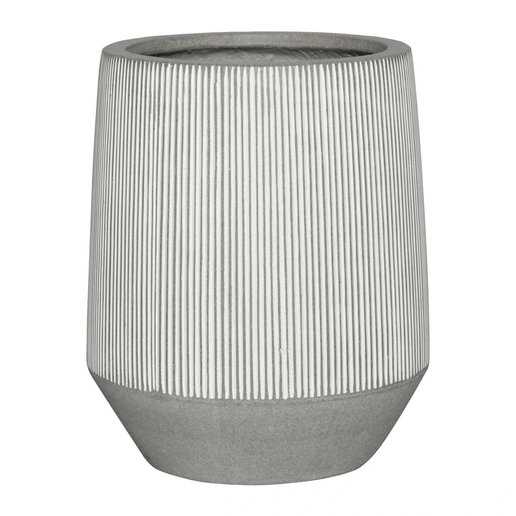 Tall Harith Plant Pot - Ridged White Stripe 1 Tall Harith Plant Pot - Ridged White Stripe