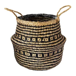 Seagrass Tribal Basket - Black Lined -Outlet The Ever Sprout Store Seagrass Tribal Plant Basket Black Lined